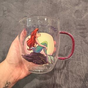 Disney Ariel Glass Mug “Part of Your World” Pink Handle